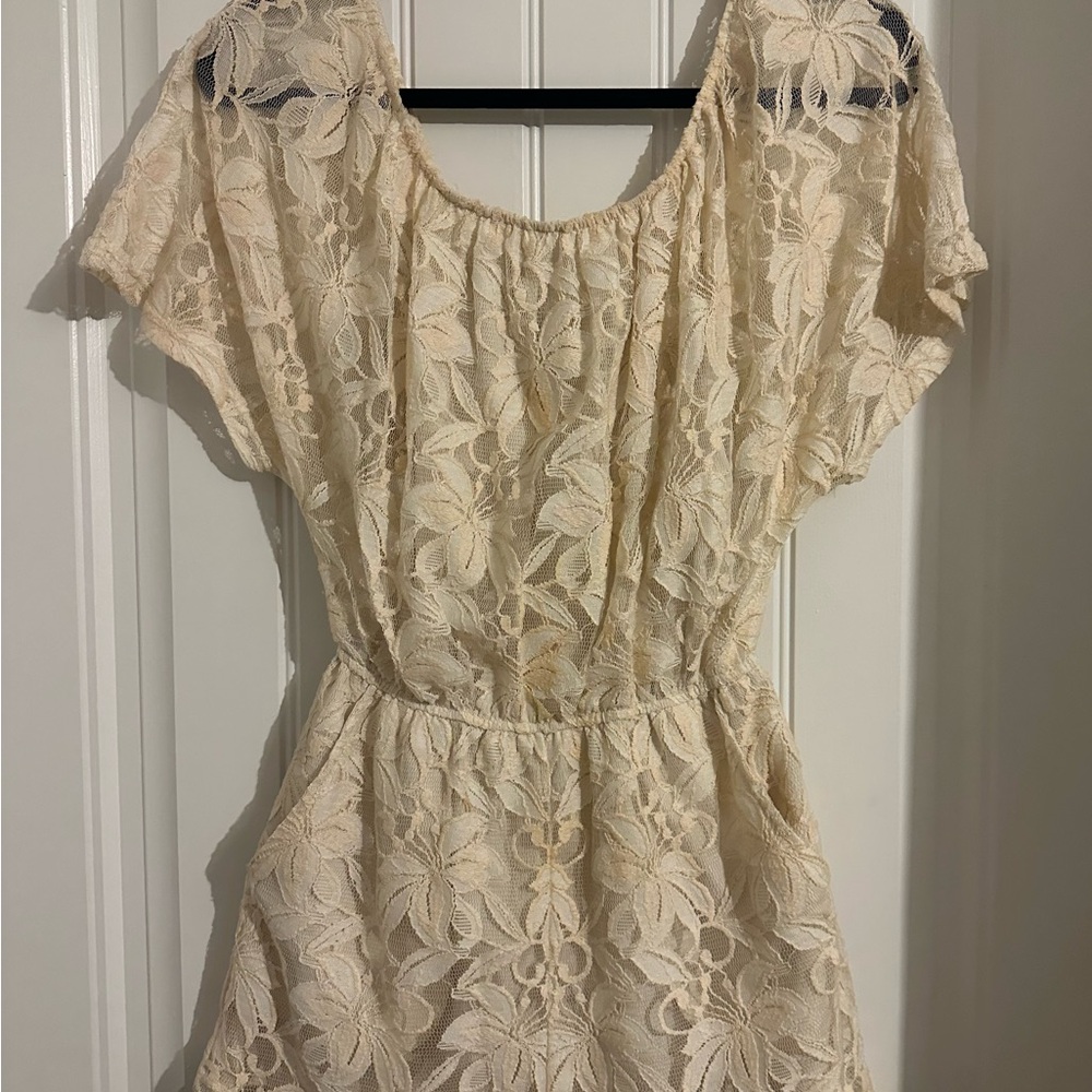 Elegant Cream Lace Romper